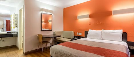 Desk, free WiFi, bed sheets