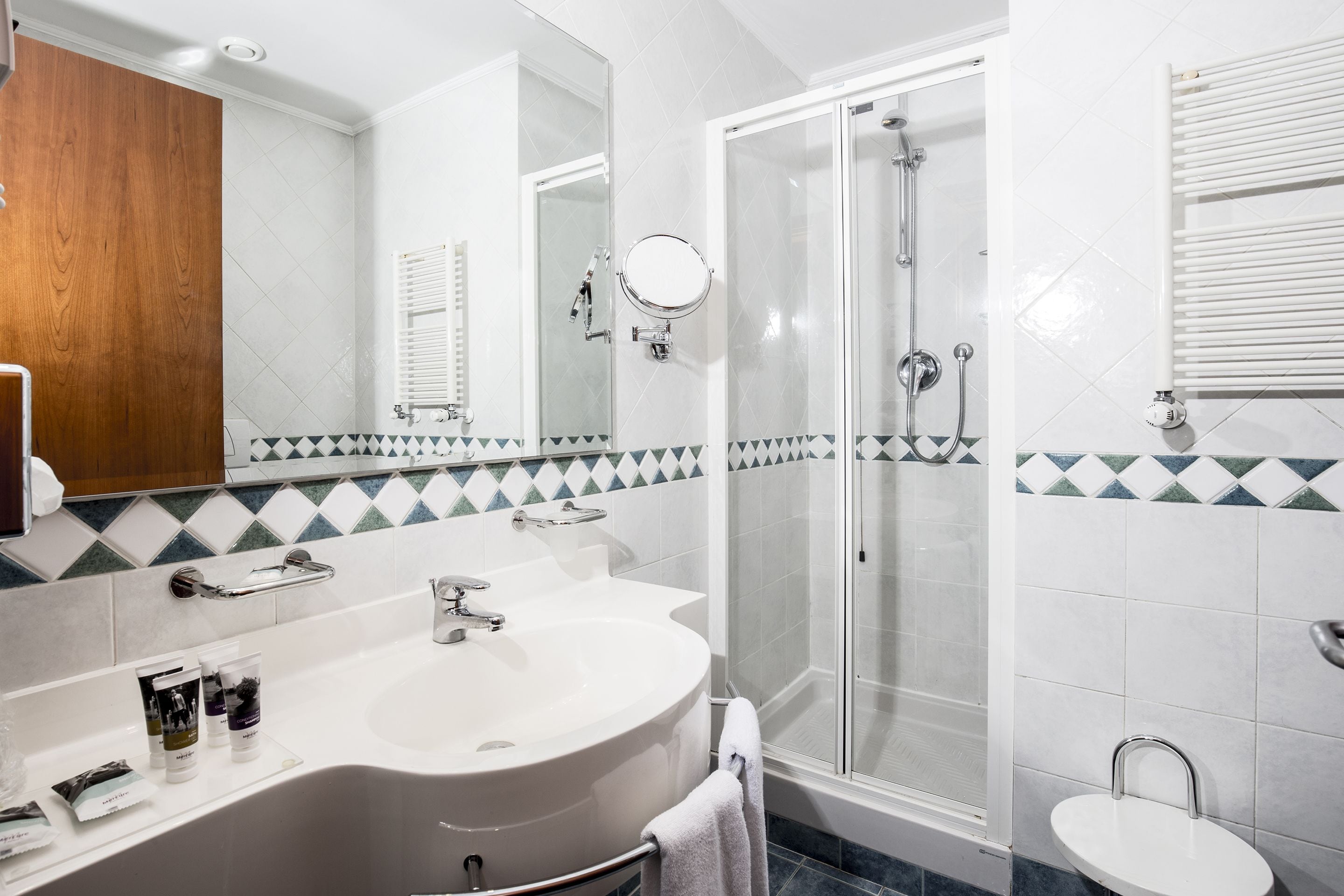 combined shower/bathtub, eco-friendly toiletries, hair dryer, bidet