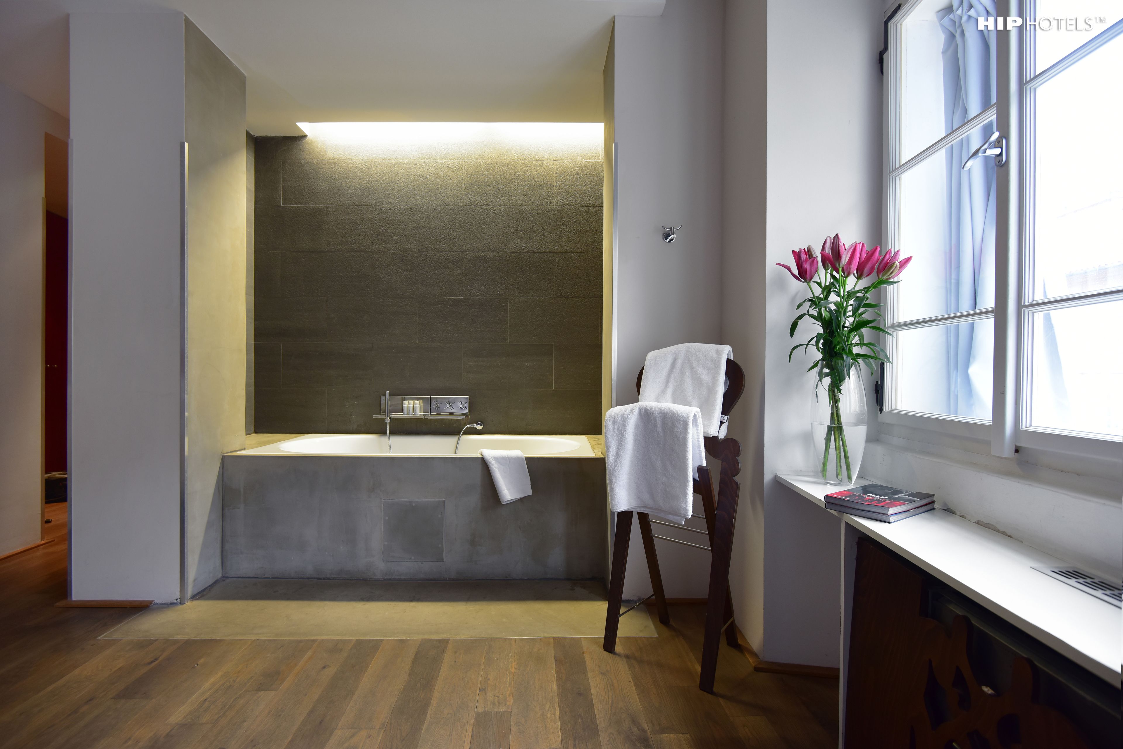 deluxe double room | bathroom | designer toiletries, hair dryer, towels