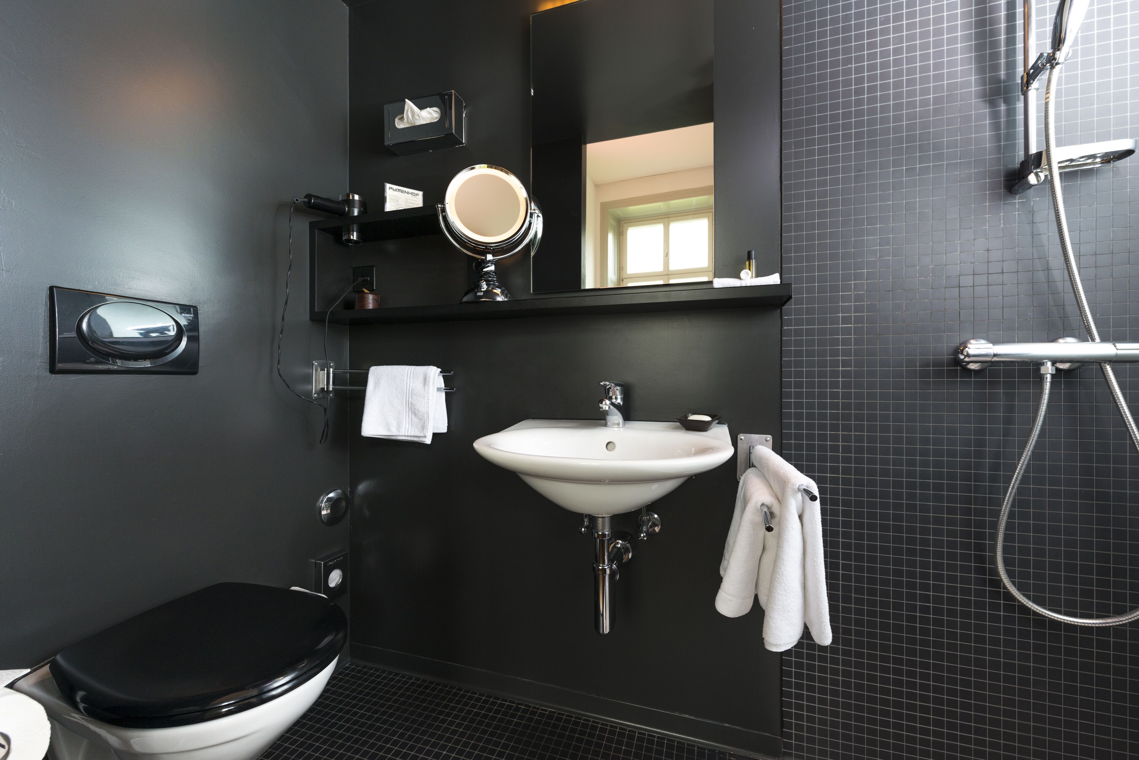 shower, free toiletries, hair dryer, bathrobes