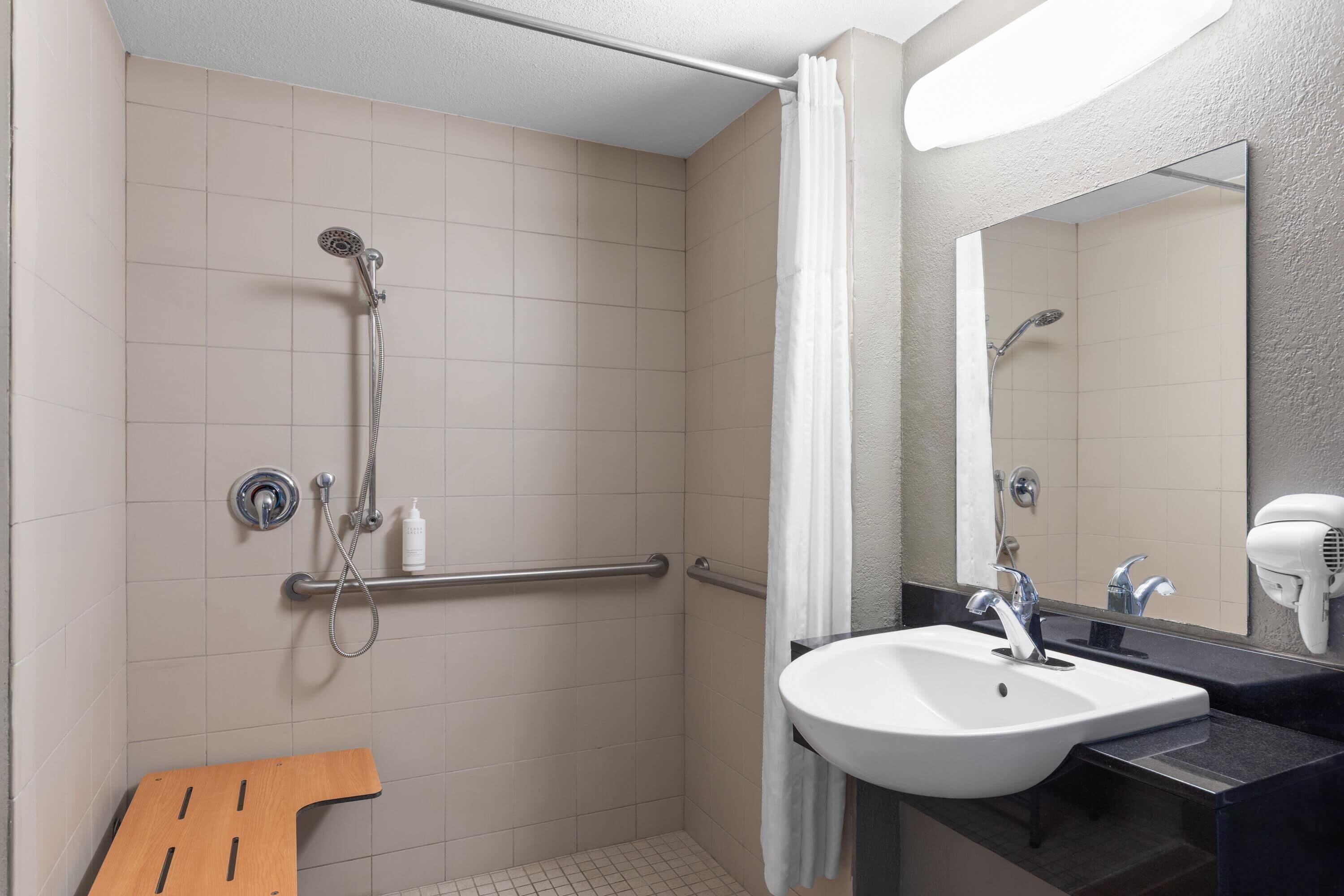 Room, 1 Queen Bed, Accessible, Non Smoking (Mobility, Roll-In Shower) | Bathroom