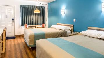 Desk, free WiFi, bed sheets, alarm clocks