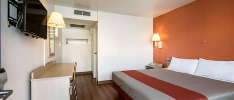 Desk, free WiFi, bed sheets