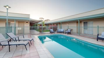 Outdoor pool, pool loungers