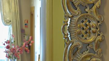 An ornate wall decoration with intricate designs.