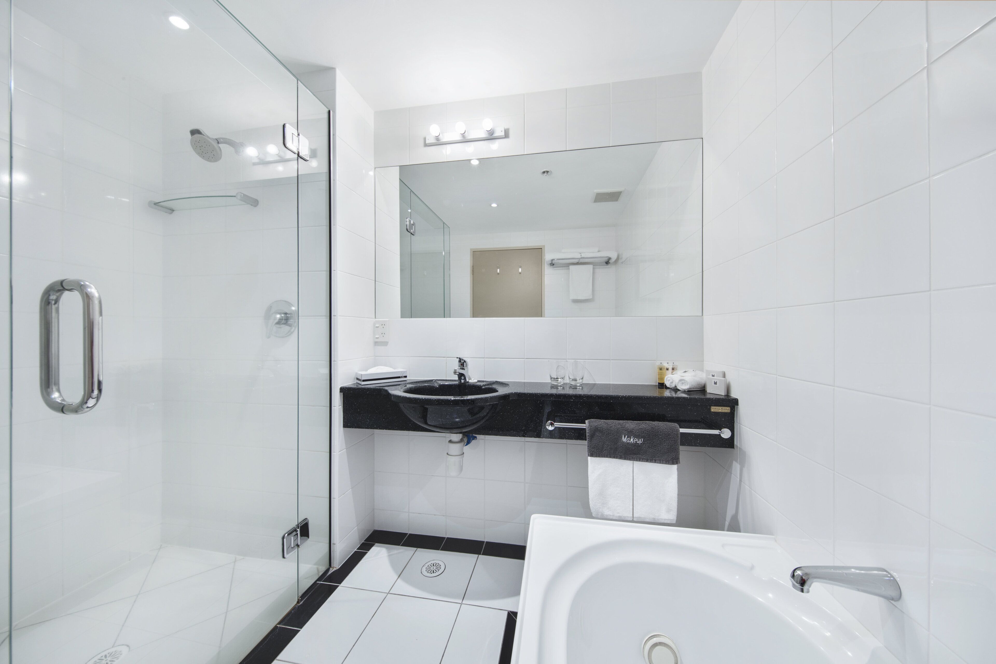 eco-friendly toiletries, hair dryer, bathrobes, towels