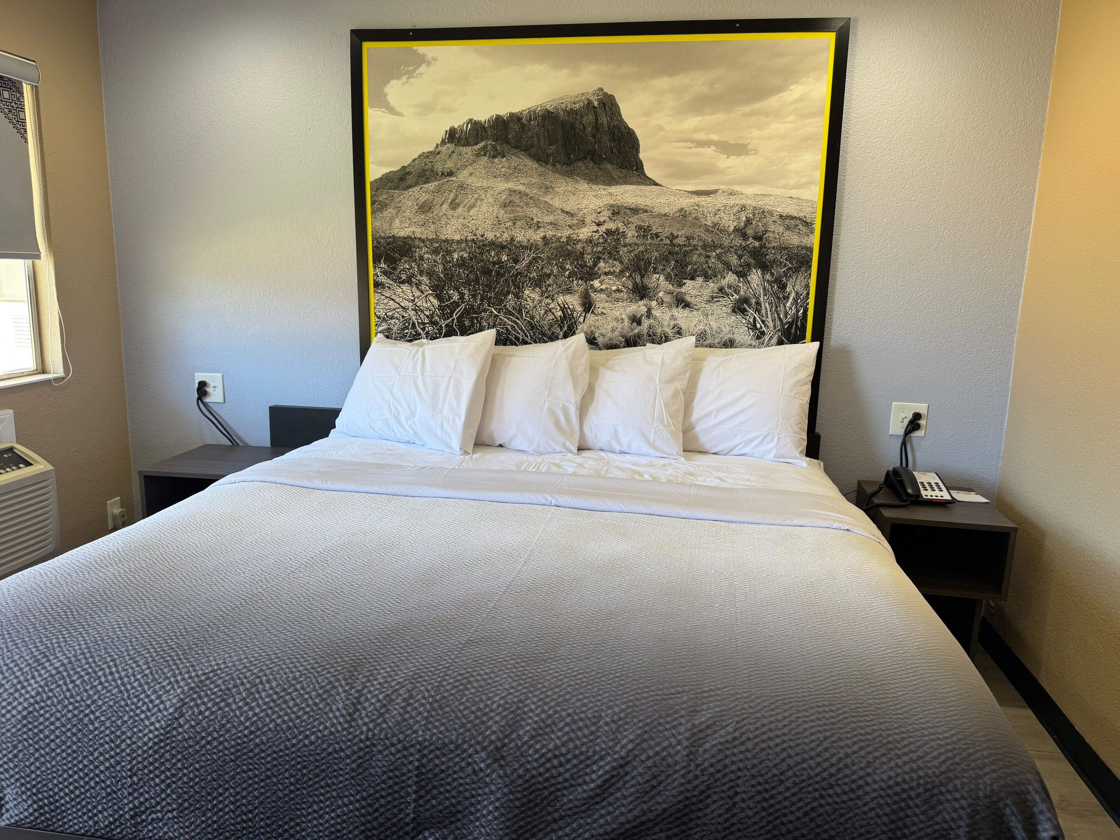 Desk, laptop workspace, free WiFi, bed sheets