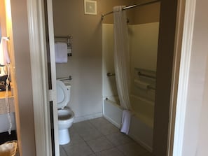 Room, Accessible, Refrigerator | Bathroom shower