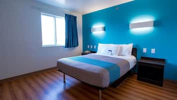 Desk, free WiFi, bed sheets, alarm clocks