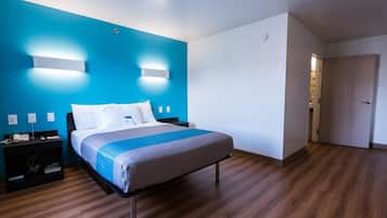 Desk, free WiFi, bed sheets, alarm clocks