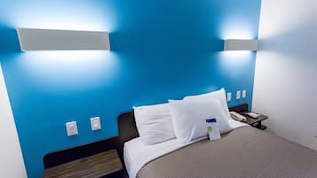 Desk, free WiFi, bed sheets, alarm clocks