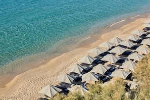 On the beach, beach towels