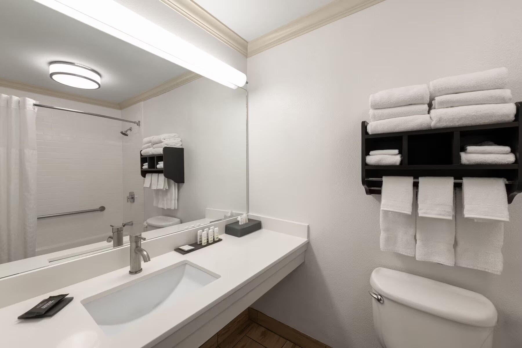 free toiletries, hair dryer, towels