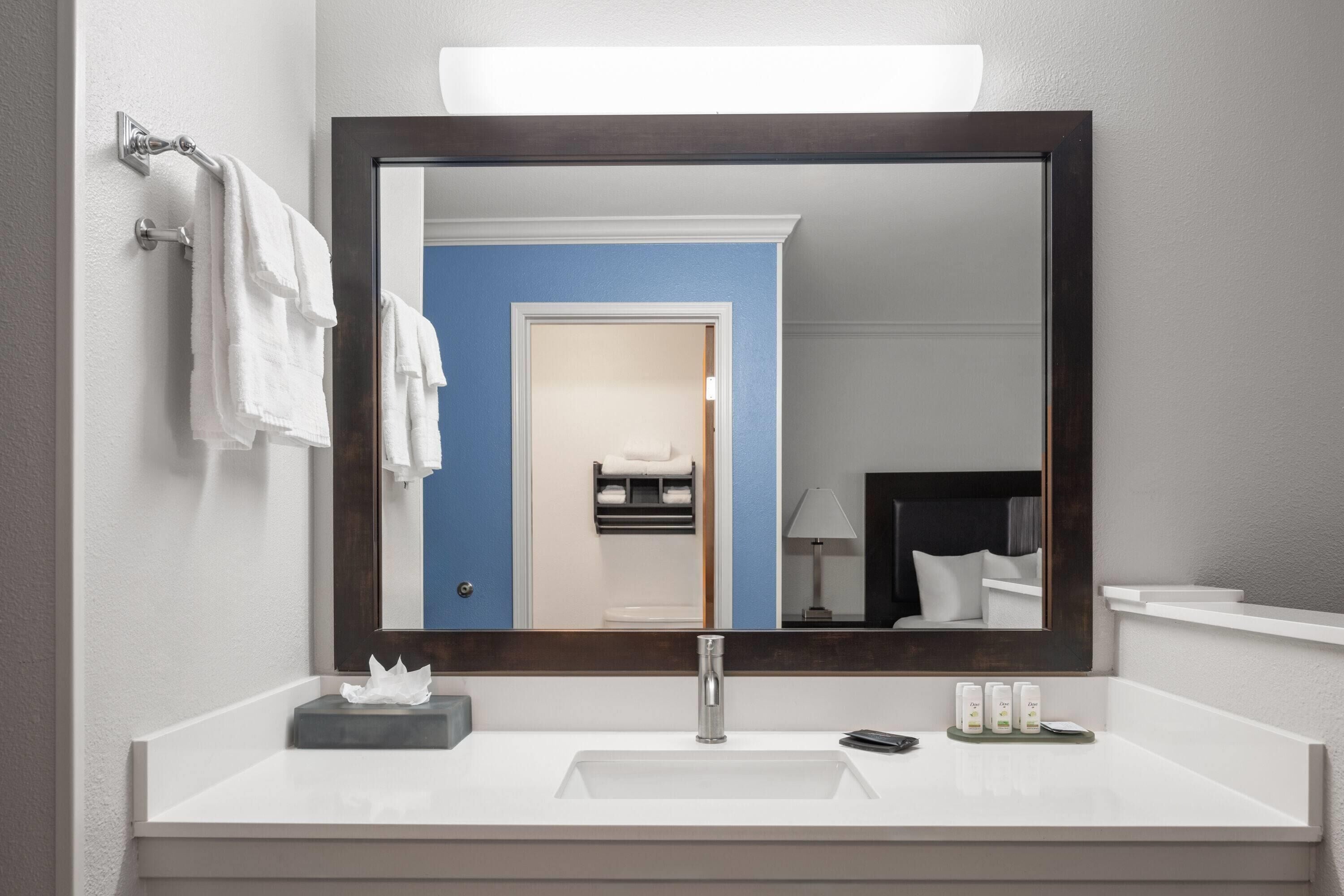 free toiletries, hair dryer, towels