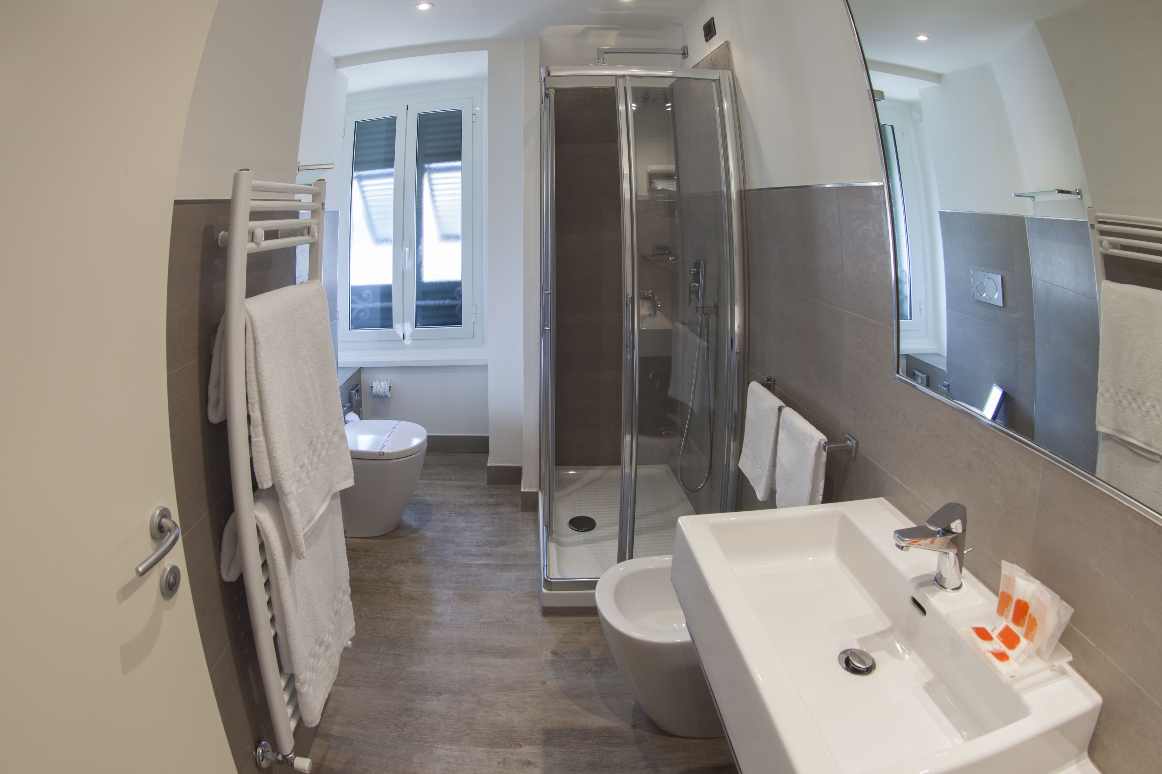 shower, free toiletries, hair dryer, bidet