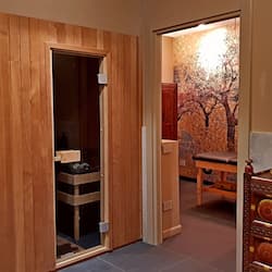 Sauna, hot tub, body treatments, hot stone massages