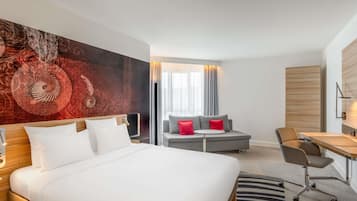 Hypo-allergenic bedding, in-room safe, laptop workspace, soundproofing