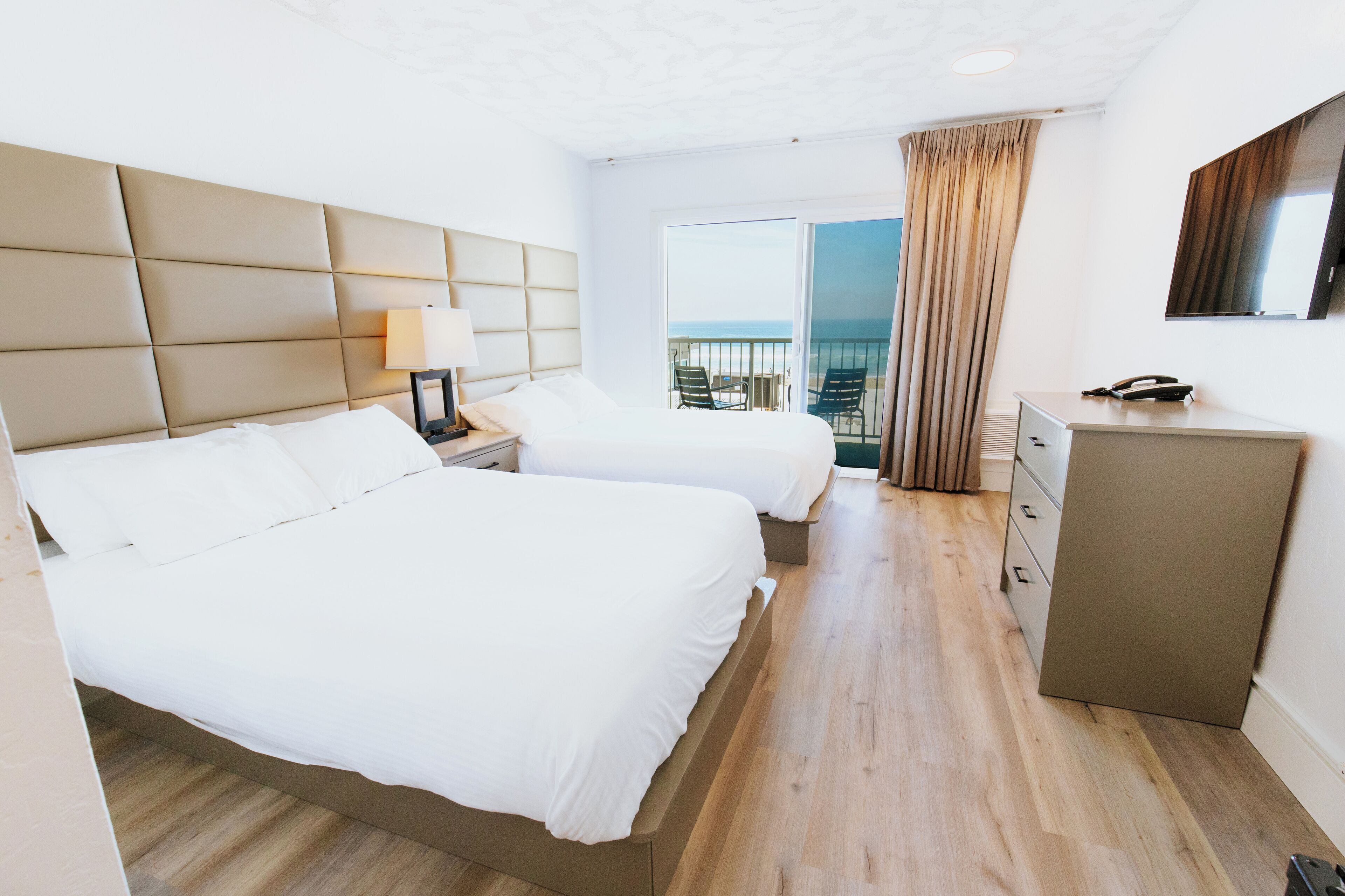 Standard Double Room, 2 Double Beds, Ocean View | Premium bedding, pillowtop beds, blackout drapes, iron/ironing board