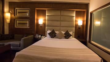 Premium bedding, Select Comfort beds, free minibar items, in-room safe