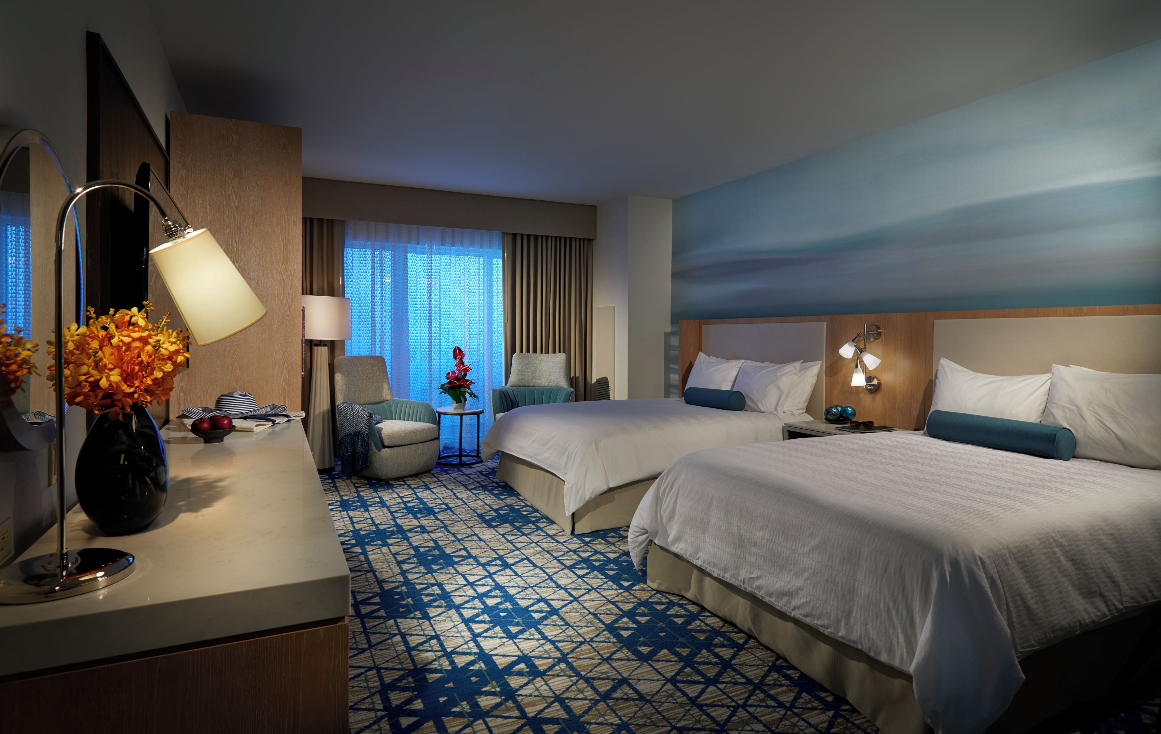 Premium bedding, pillowtop beds, in-room safe, desk