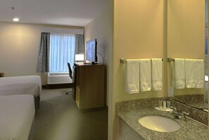 Standard Room, 2 Queen Beds, Non Smoking | Bathroom | Combined shower/tub, free toiletries, hair dryer, towels - Days Inn & Suites by Wyndham Eunice (Eunice)