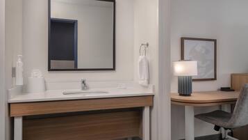 Room, 1 Queen Bed, Accessible (3x3 Shower) | Bathroom | Hair dryer, towels