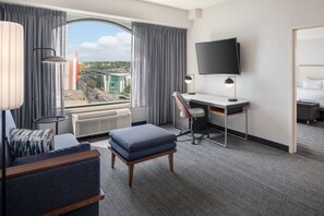 Premium bedding, pillowtop beds, laptop workspace, iron/ironing board