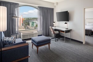 Premium bedding, pillowtop beds, laptop workspace, iron/ironing board