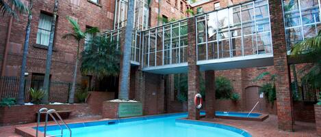 Outdoor pool, sun loungers