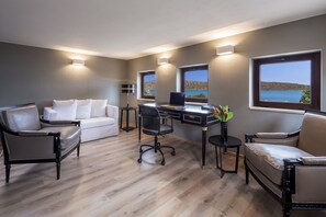 Elounda Seafront Villa | Bathroom | Designer toiletries, hair dryer, bathrobes, slippers