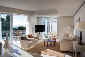 Two Bedroom Elounda Pool Villa with Sea View | Living area