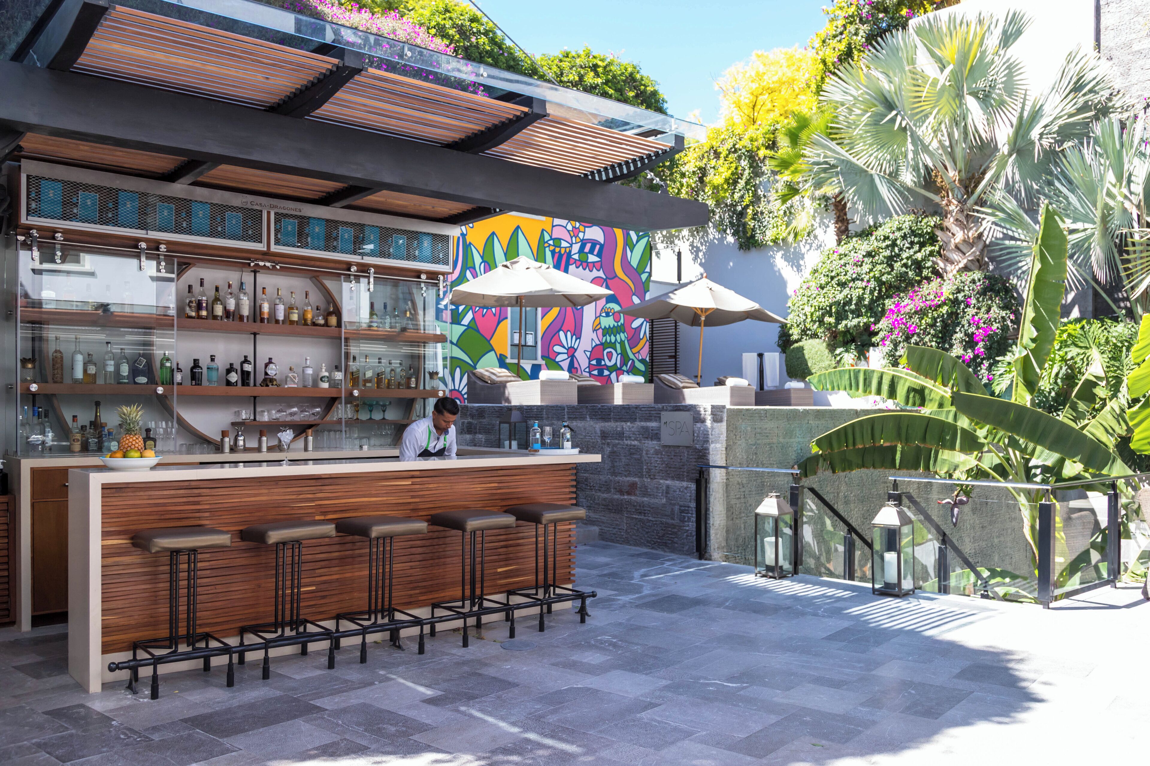 Outdoor pool, pool loungers