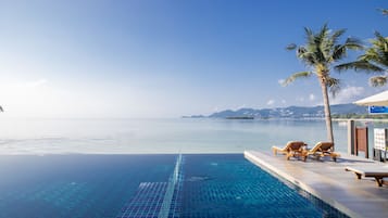 Piscina externa, funciona das 7h às 19h, guarda-sóis, espreguiçadeiras