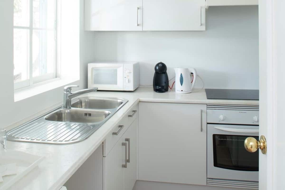 fridge, dishwasher, coffee/tea maker, electric kettle