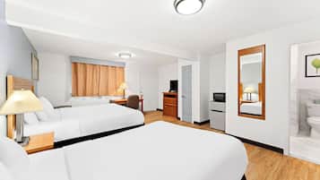 Premium bedding, pillowtop beds, desk, blackout drapes