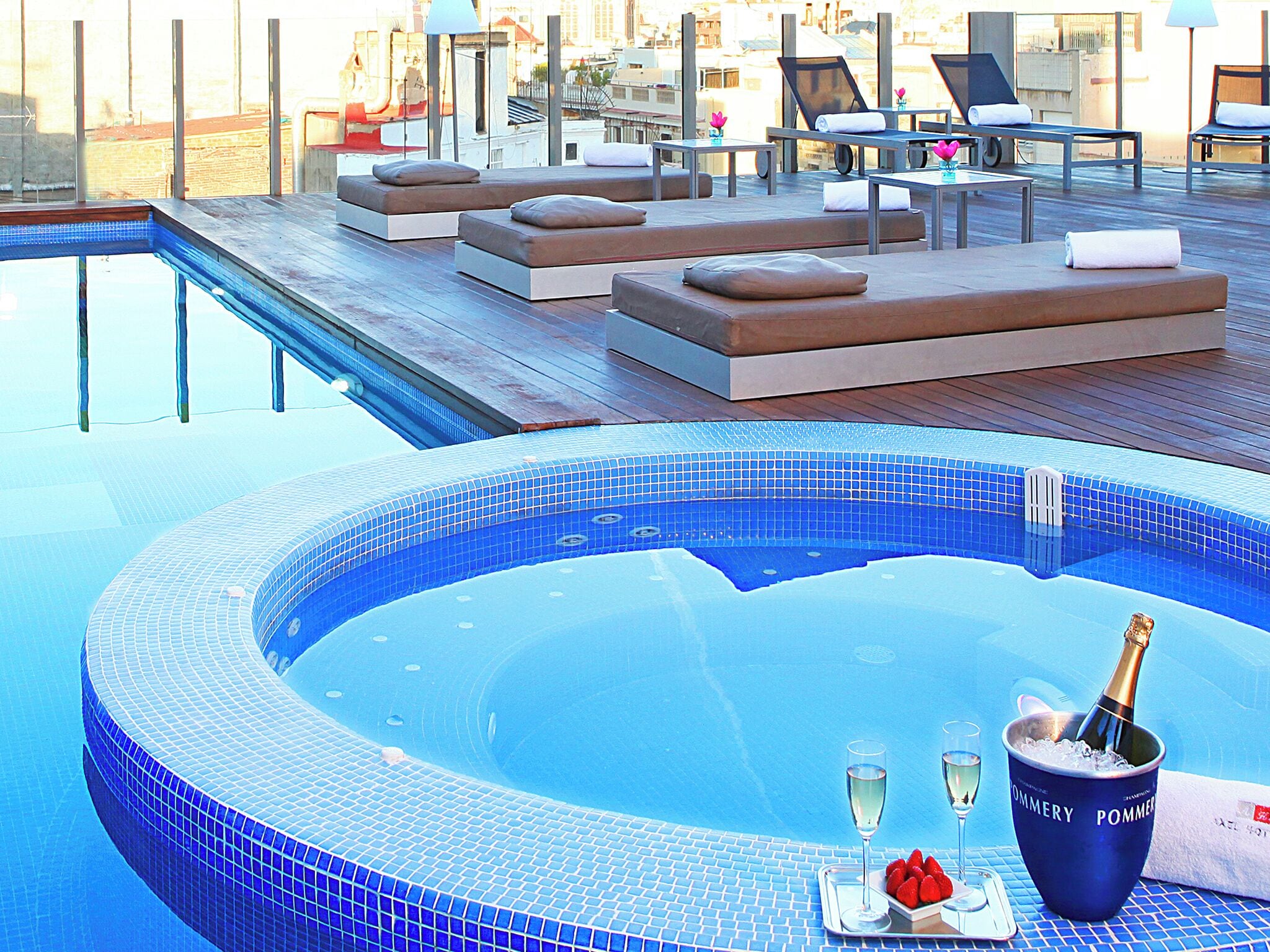 Outdoor pool, sun loungers