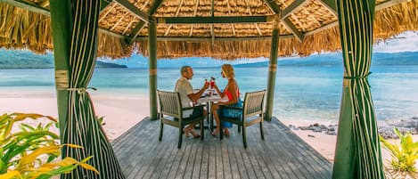 Breakfast, lunch, dinner served; beach views
