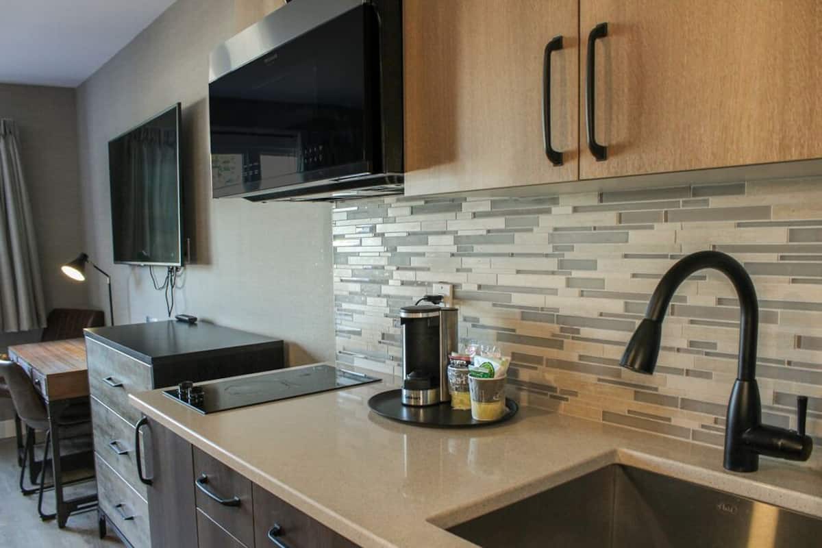 standard room, 1 queen bed, non smoking, kitchenette (with sofabed) | private kitchenette | microwave, coffee/tea maker