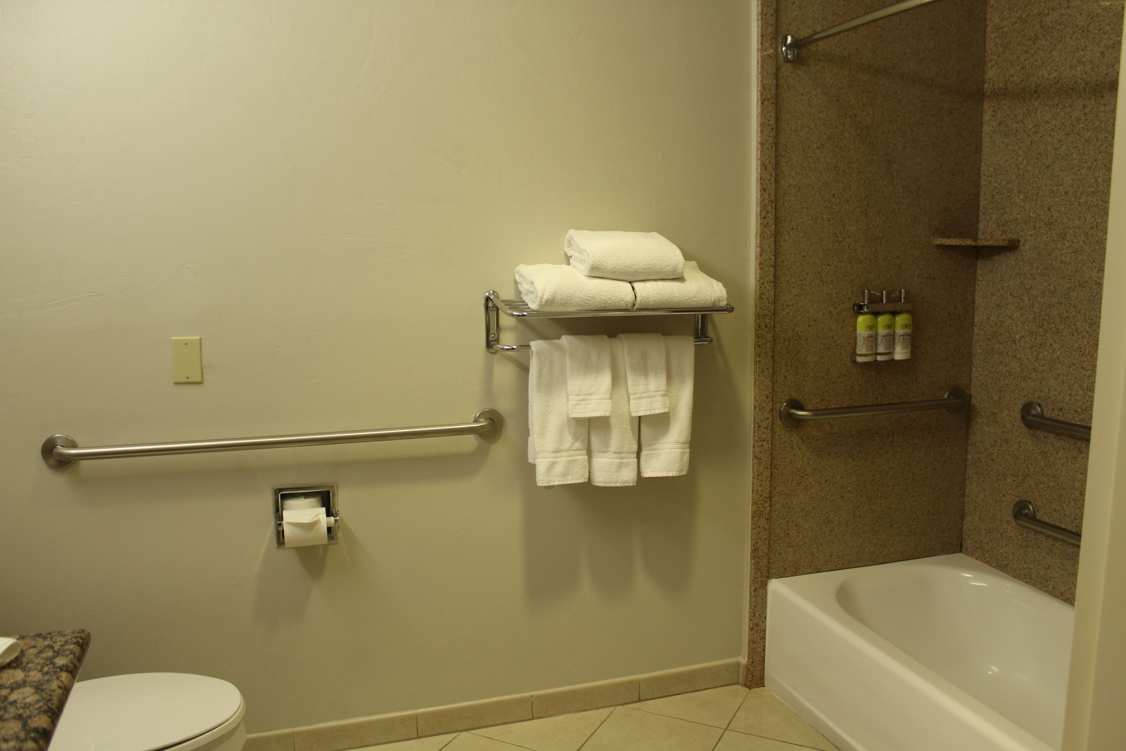 suite, 1 bedroom, mobility accessible (communications, mobil, accessible tub) | bathroom | combined shower/bathtub, free toiletries, hair dryer, towels