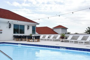 Indoor pool, seasonal outdoor pool, cabanas (surcharge), sun loungers