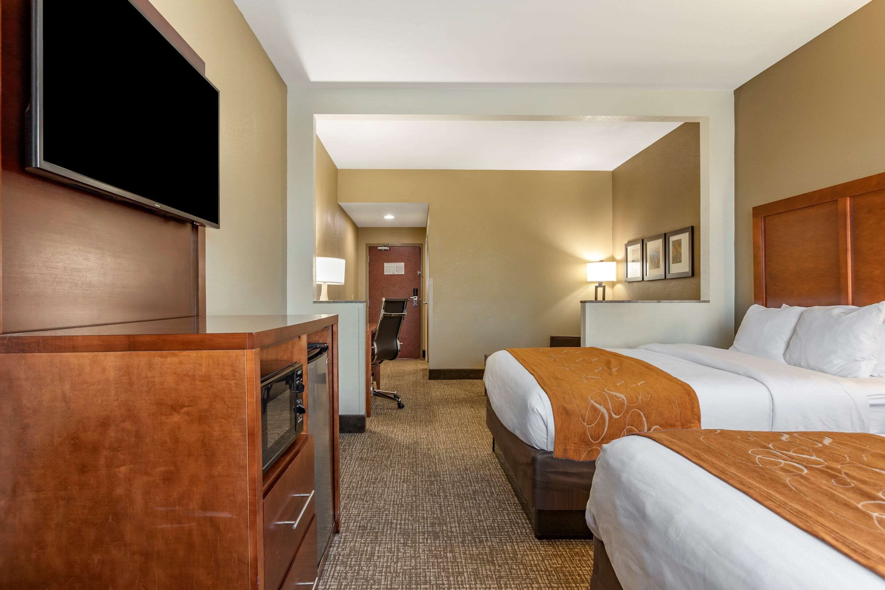 suite, 2 queen beds, non smoking | in-room safe, desk, blackout curtains, iron/ironing board