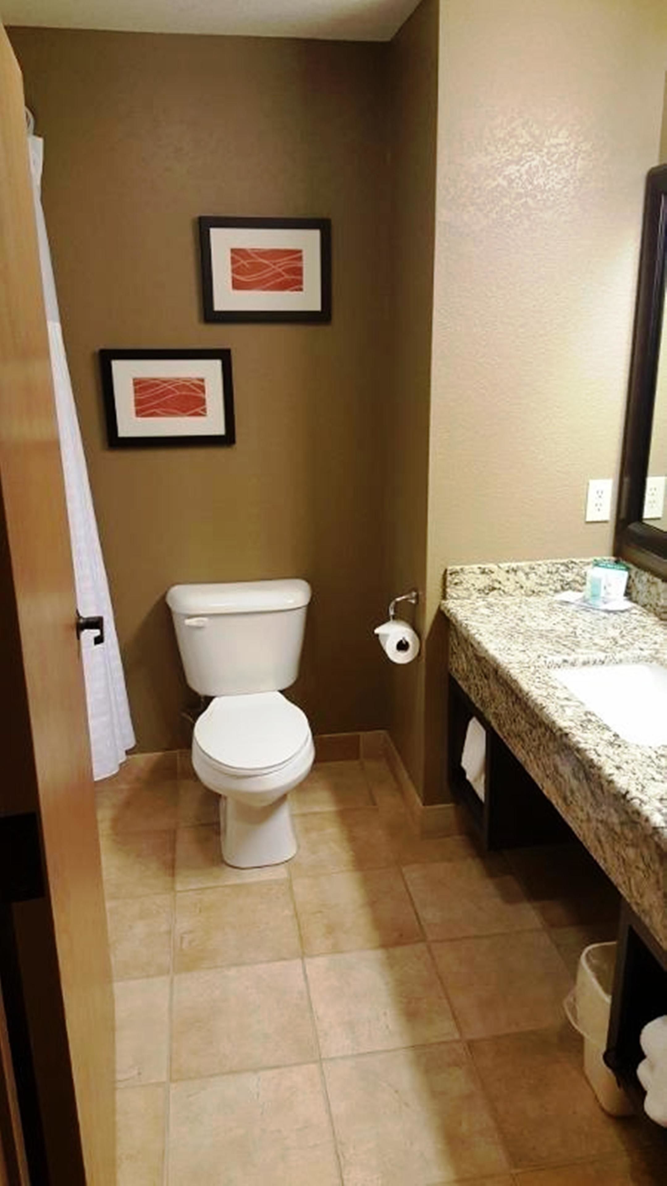 hydromassage showerhead, free toiletries, hair dryer, towels