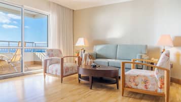 Suite, Sea View | Living area | 32-inch LCD TV with cable channels, TV