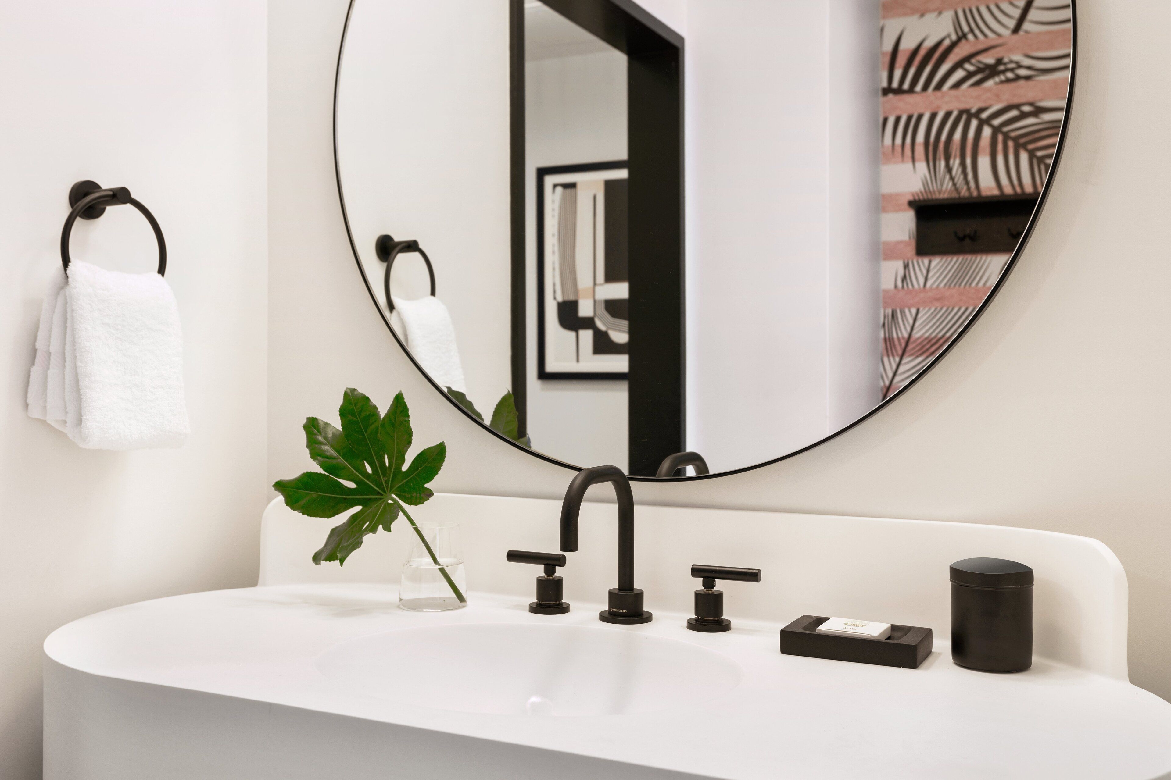 designer toiletries, hair dryer, bathrobes, towels