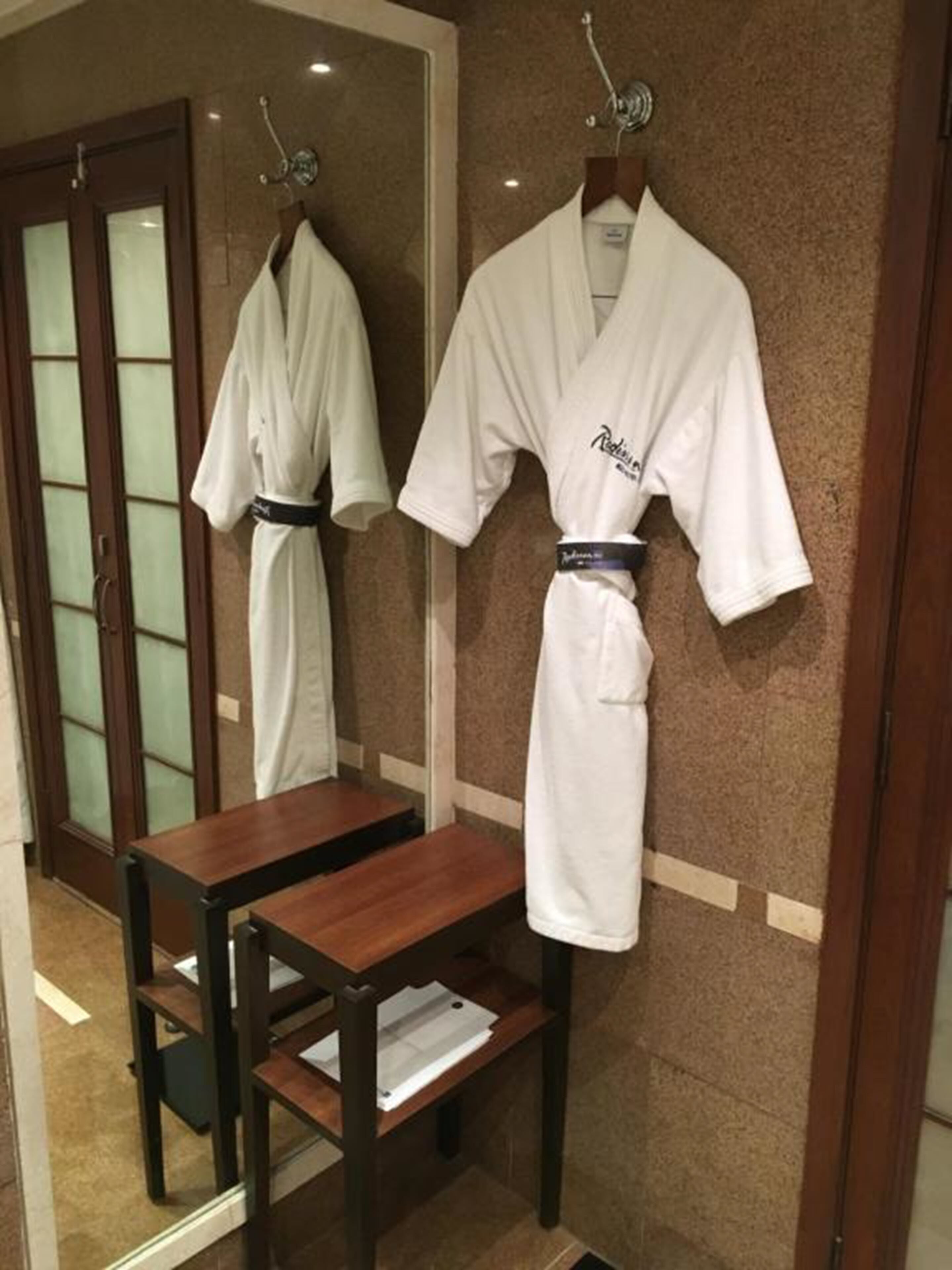 free toiletries, hair dryer, bathrobes, slippers