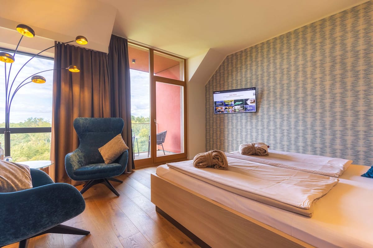 Doppia Superior, vista lago | Biancheria da letto ipoallergenica, una cassaforte in camera