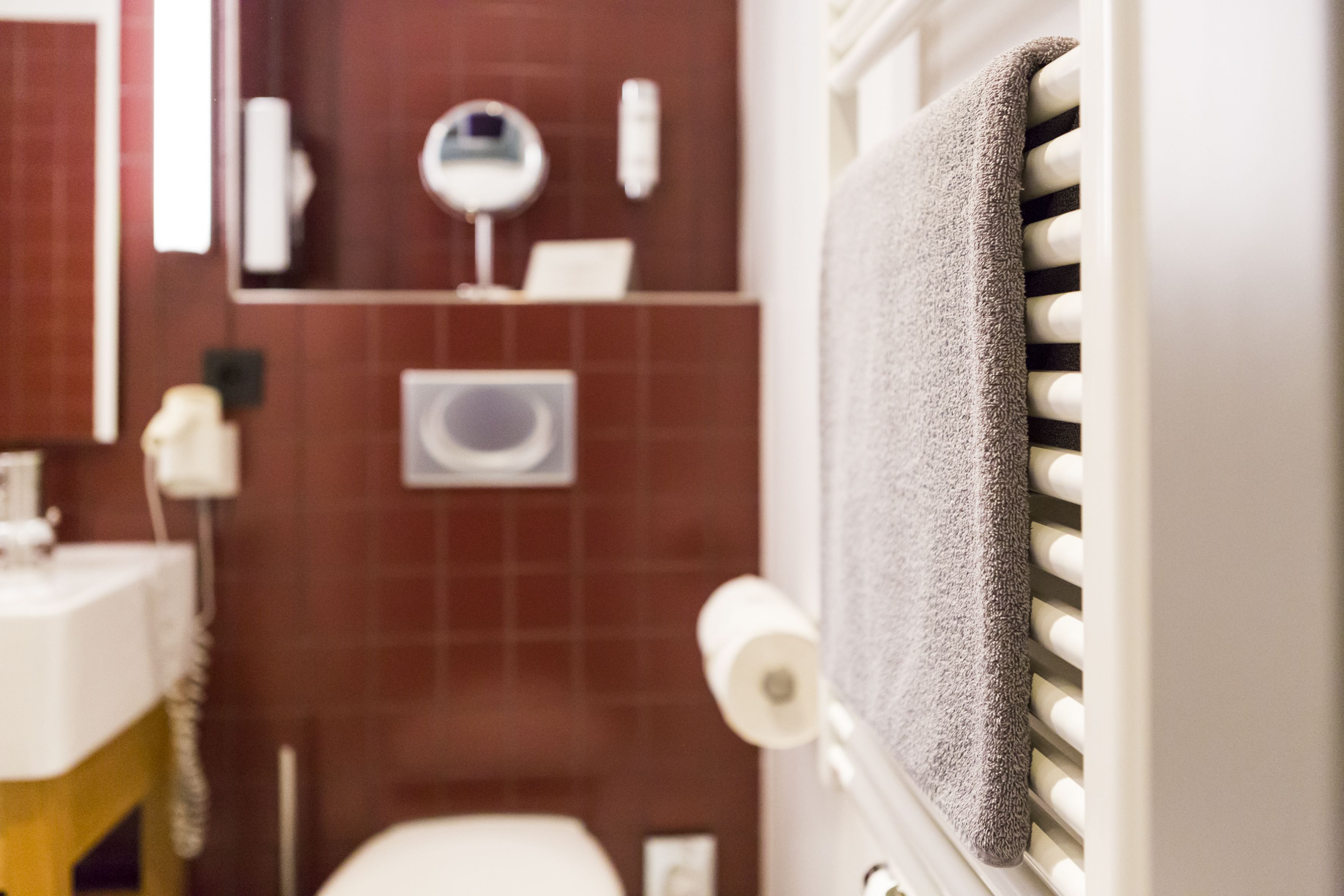 free toiletries, hair dryer, towels