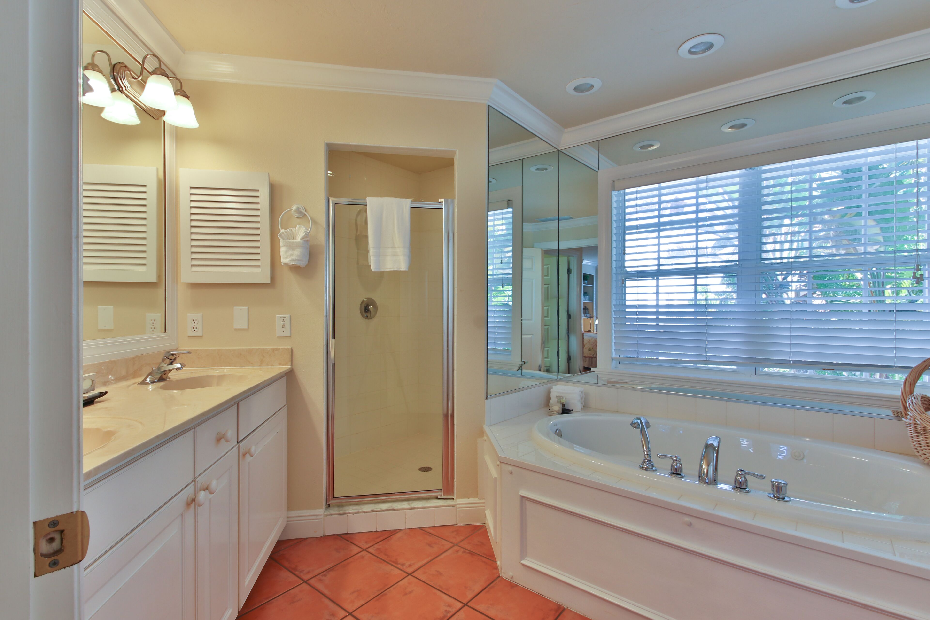 tortuga inn gulf view studio (no elevator, stairs only) | bathroom | free toiletries, hair dryer, towels