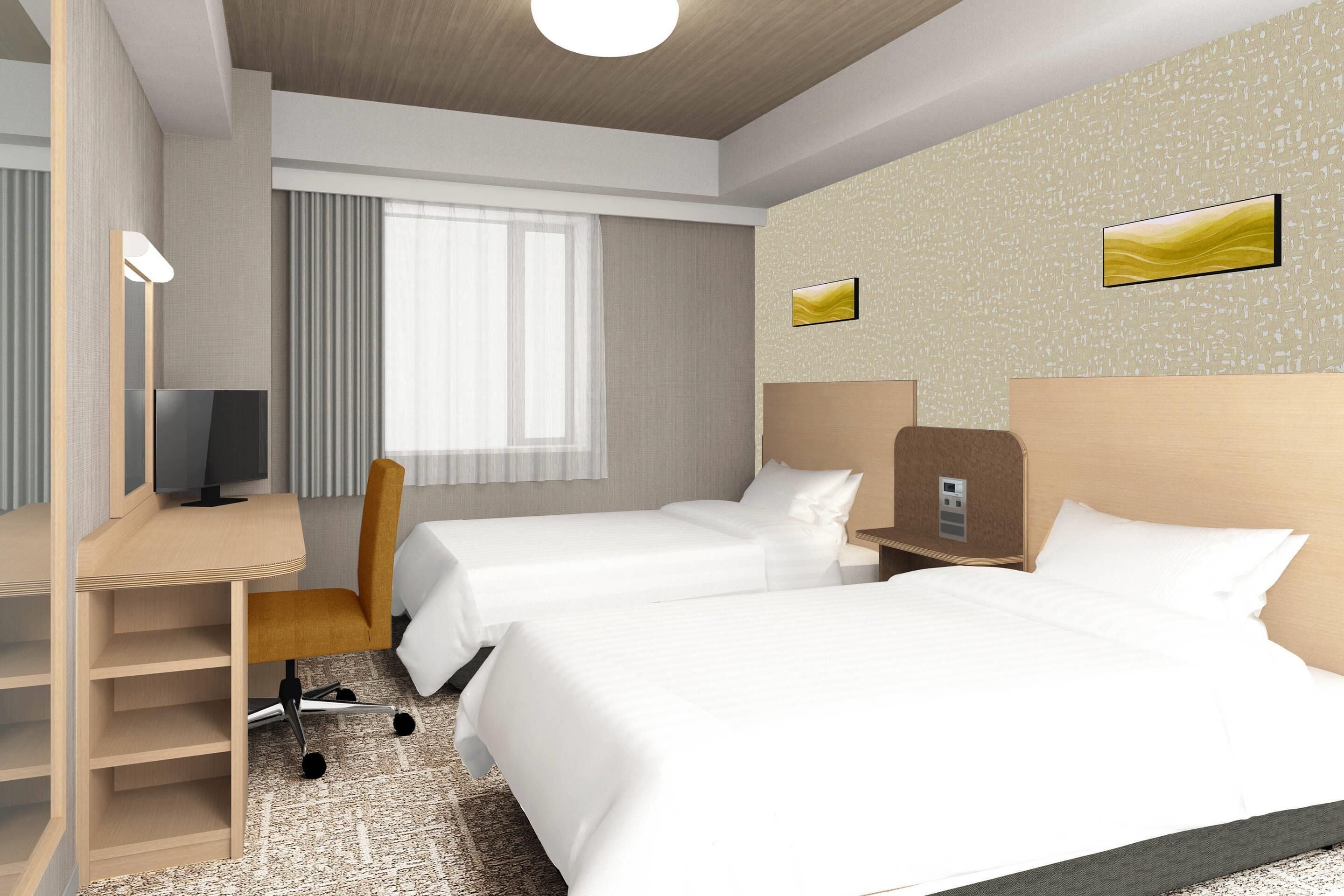 Standard Twin Room, 2 Twin Beds, Non Smoking | Premium bedding, desk, blackout drapes, iron/ironing board