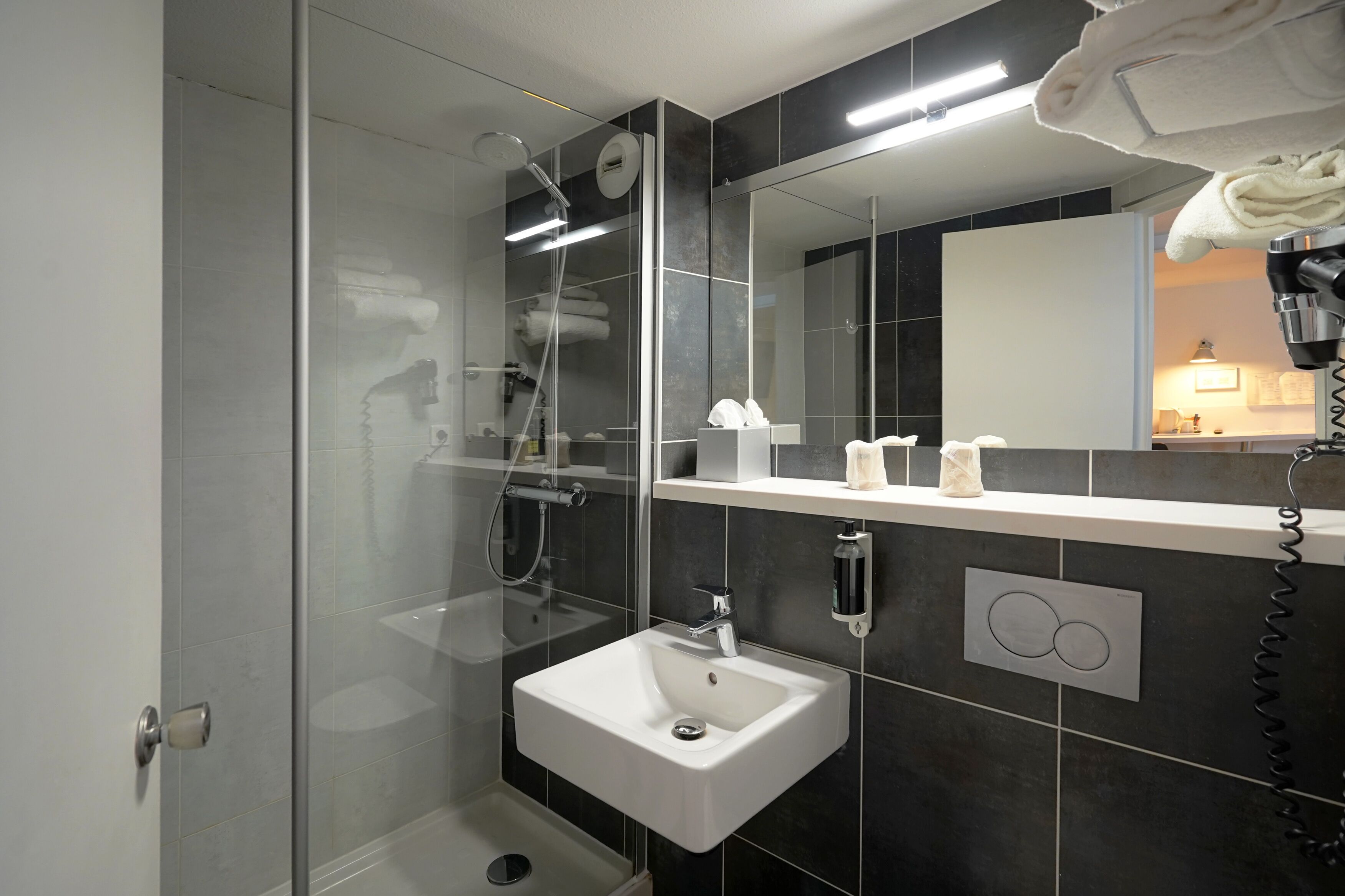 premium room, 1 queen bed, non smoking | bathroom | shower, rainfall showerhead, free toiletries, hair dryer